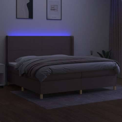 Krevet box spring s madracem LED smeđesivi 200x200 cm tkanina - Sivo-smeđa 200 x 200 cm Gladak dizajn Cijena