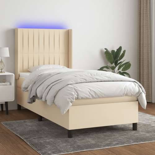 Krevet box spring s madracem LED krem 100x200 cm od tkanine - Krema 100 x 200 cm Okomite pruge Cijena
