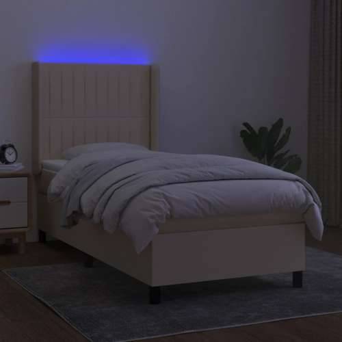Krevet box spring s madracem LED krem 100x200 cm od tkanine - Krema 100 x 200 cm Okomite pruge Cijena