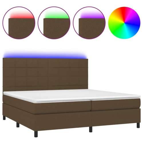 Krevet box spring s madracem LED tamnosmeđi 200x200 cm tkanina - Tamno smeđa 200 x 200 cm Blok s kvadratima Cijena