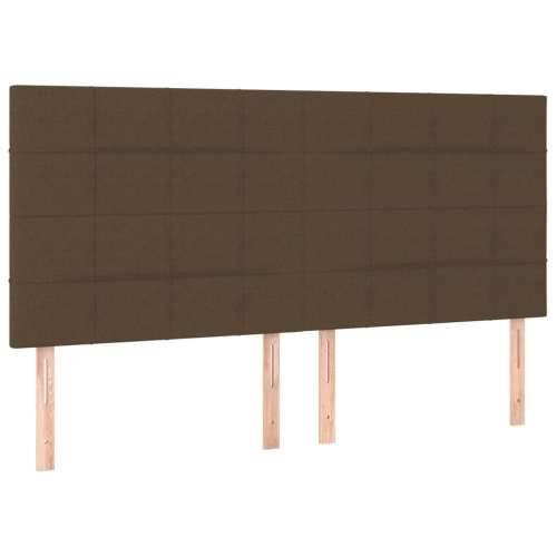 Krevet box spring s madracem LED tamnosmeđi 200x200 cm tkanina - Tamno smeđa 200 x 200 cm Blok s kvadratima Cijena