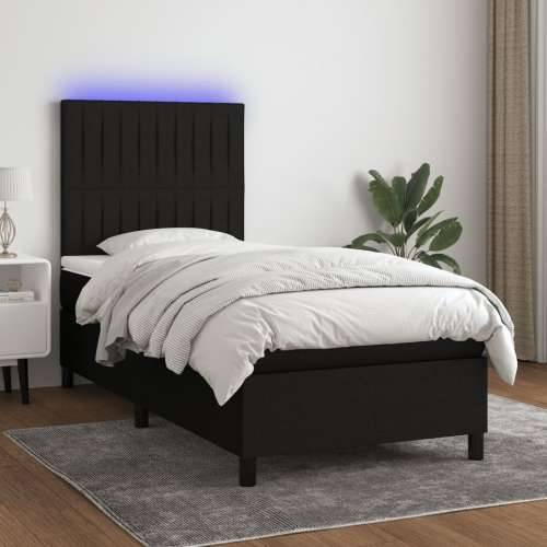 Krevet box spring s madracem LED crni 100x200 cm od tkanine - Crna 100 x 200 cm Okomite pruge Cijena