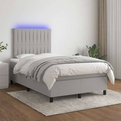 Krevet box spring s madracem LED svjetlosivi 120x200 cm tkanina - Svjetlosiva 120 x 200 cm Okomite pruge Cijena