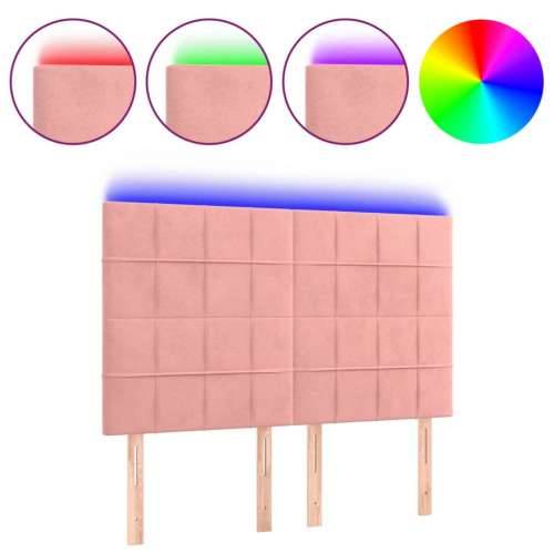 LED uzglavlje ružičasto 144x5x118/128 cm baršunasto - Ružičasta 144 x 5 x 118/128 cm 1 Cijena