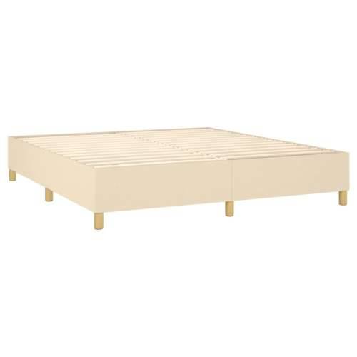 Krevet box spring s madracem LED krem 180x200 cm od tkanine - Krema 180 x 200 cm Obično s čavlima Cijena