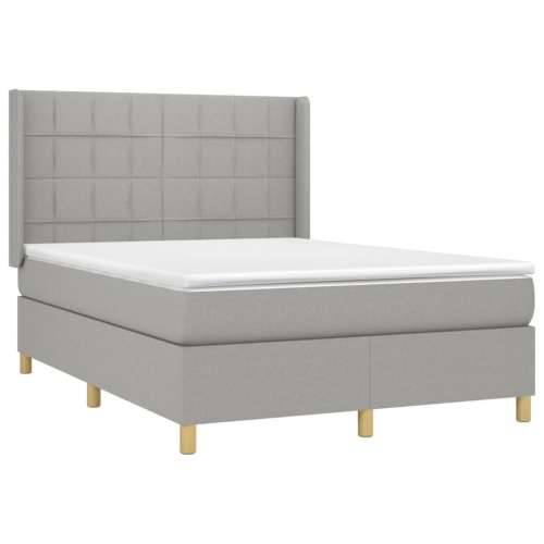 Krevet box spring s madracem LED svjetlosivi 140x190 cm tkanina - Svjetlosiva 140 x 190 cm Blok s kvadratima Cijena