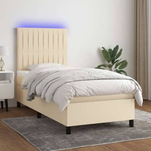 Krevet box spring s madracem LED krem 100x200 cm od tkanine - Krema 100 x 200 cm Okomite pruge Cijena