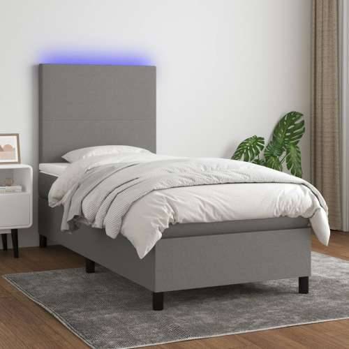 Krevet box spring s madracem LED tamnosivi 100x200 cm tkanina - Tamno siva 100 x 200 cm Gladak dizajn Cijena
