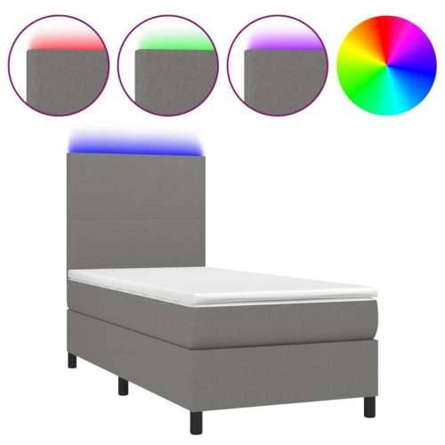 Krevet box spring s madracem LED tamnosivi 100x200 cm tkanina - Tamno siva 100 x 200 cm Gladak dizajn Cijena