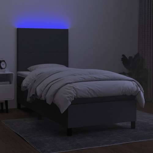 Krevet box spring s madracem LED tamnosivi 100x200 cm tkanina - Tamno siva 100 x 200 cm Gladak dizajn Cijena