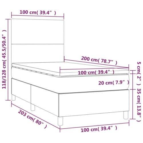 Krevet box spring s madracem LED tamnosivi 100x200 cm tkanina - Tamno siva 100 x 200 cm Gladak dizajn Cijena