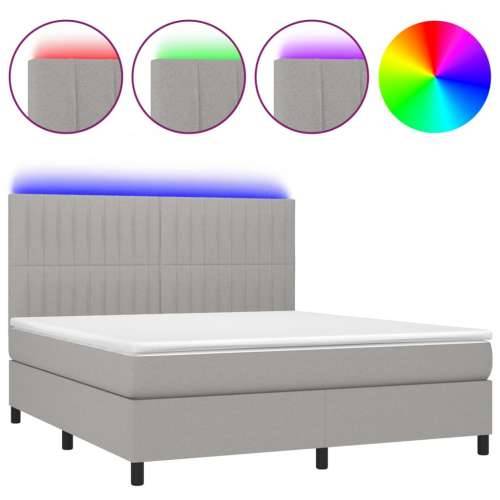 Krevet box spring s madracem LED svjetlosivi 180x200 cm tkanina - Svjetlosiva 180 x 200 cm Okomite pruge Cijena