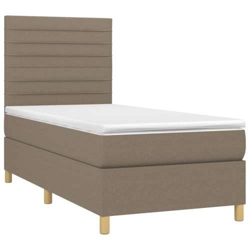 Krevet box spring s madracem LED smeđesivi 90x200 cm tkanina - Sivo-smeđa 90 x 200 cm vodoravne pruge Cijena