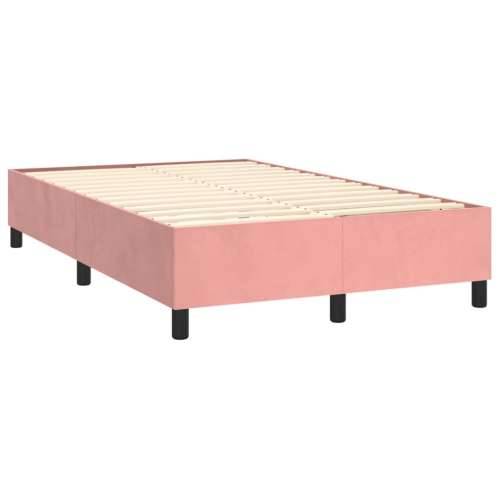Krevet box spring s madracem LED ružičasti 120x200cm baršunasti - Ružičasta 120 x 200 cm Gladak dizajn Cijena
