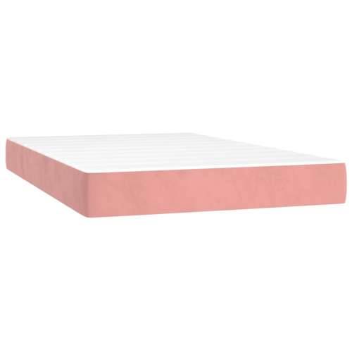 Krevet box spring s madracem LED ružičasti 120x200cm baršunasti - Ružičasta 120 x 200 cm Gladak dizajn Cijena