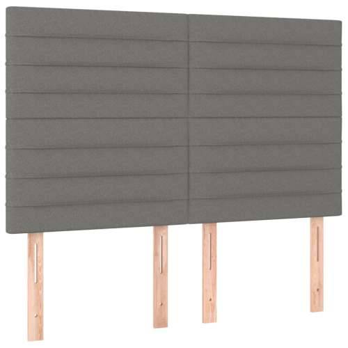 Krevet box spring s madracem LED tamnosivi 140x200 cm tkanina - Tamno siva 140 x 200 cm vodoravne pruge Cijena