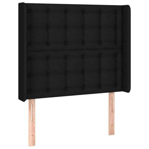 Krevet box spring s madracem LED crni 90x200 cm od tkanine - Crna 90 x 200 cm gumbi Cijena