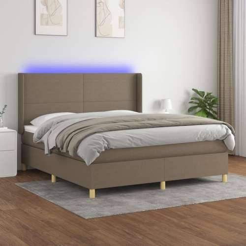 Krevet box spring s madracem LED smeđesivi 180x200 cm tkanina - Sivo-smeđa 180 x 200 cm Gladak dizajn Cijena