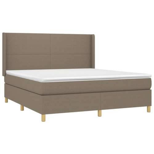 Krevet box spring s madracem LED smeđesivi 180x200 cm tkanina - Sivo-smeđa 180 x 200 cm Gladak dizajn Cijena