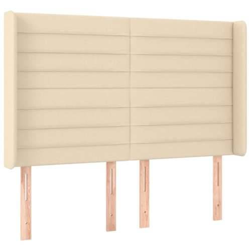 Krevet box spring s madracem LED krem 140x190 cm od tkanine - Krema 140 x 190 cm vodoravne pruge Cijena