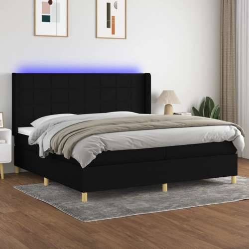 Krevet box spring s madracem LED crni 200x200 cm od tkanine - Crna 200 x 200 cm Blok s kvadratima Cijena