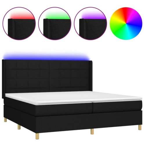 Krevet box spring s madracem LED crni 200x200 cm od tkanine - Crna 200 x 200 cm Blok s kvadratima Cijena