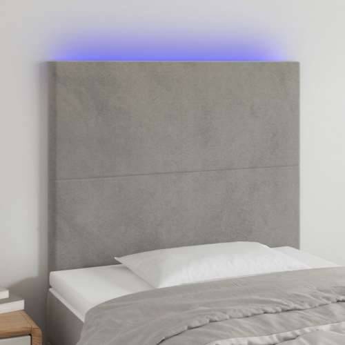 LED uzglavlje svjetlosivo 80x5x118/128 cm baršunasto - Svjetlosiva 80 x 5 x 118/128 cm 1 Cijena
