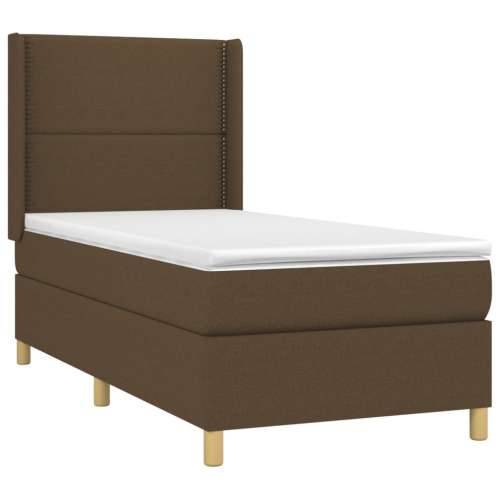 Krevet box spring s madracem LED smeđesivi 90x200 cm tkanina - Sivo-smeđa 90 x 200 cm Obično s čavlima Cijena