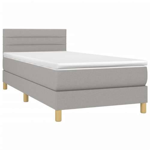 Krevet box spring s madracem LED svjetlosivi 80x200 cm tkanina - Svjetlosiva 80 x 200 cm vodoravne pruge Cijena