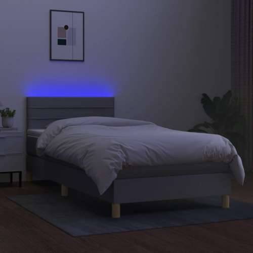Krevet box spring s madracem LED svjetlosivi 80x200 cm tkanina - Svjetlosiva 80 x 200 cm vodoravne pruge Cijena