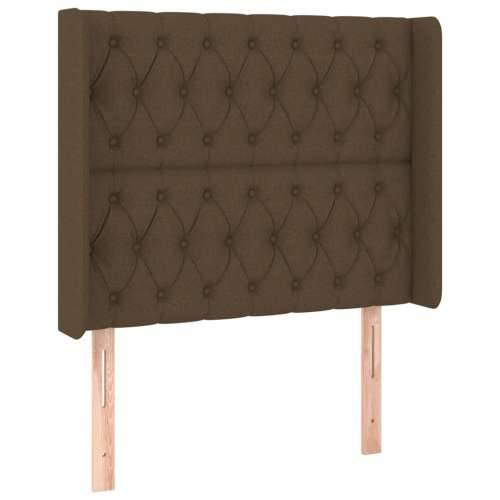 Krevet box spring s madracem LED tamnosmeđi 100x200 cm tkanina - Tamno smeđa 100 x 200 cm Dizajn s gumbima Cijena
