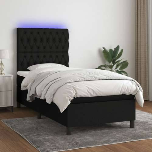 Krevet box spring s madracem LED crni 100x200 cm od tkanine - Crna 100 x 200 cm Dizajn s gumbima Cijena