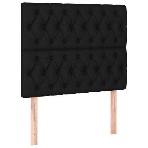 Krevet box spring s madracem LED crni 100x200 cm od tkanine - Crna 100 x 200 cm Dizajn s gumbima Cijena