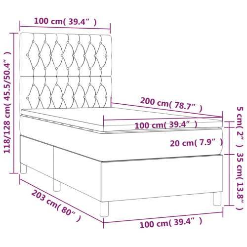 Krevet box spring s madracem LED crni 100x200 cm od tkanine - Crna 100 x 200 cm Dizajn s gumbima Cijena
