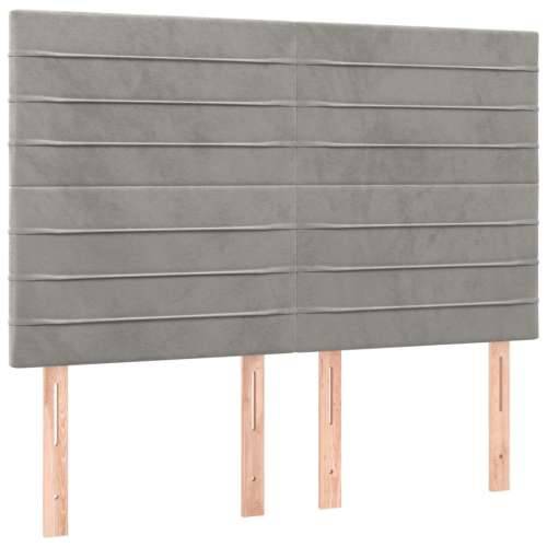 Krevet box spring s madracem LED svjetlosivi 140x190 cm baršun - Svjetlosiva 140 x 190 cm vodoravne pruge Cijena