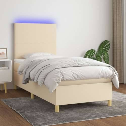 Krevet box spring s madracem LED krem 90x200 cm od tkanine - Krema 90 x 200 cm Gladak dizajn Cijena