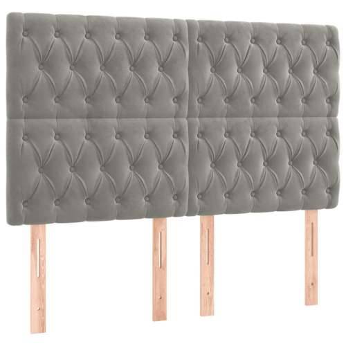 Krevet box spring s madracem LED svjetlosivi 180x200 cm baršun - Svjetlosiva 180 x 200 cm Dizajn s gumbima Cijena