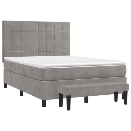 Krevet s oprugama i madracem svjetlosivi 140x190 cm baršunasti - Svjetlosiva 140 x 190 cm Blok s kvadratima Cijena