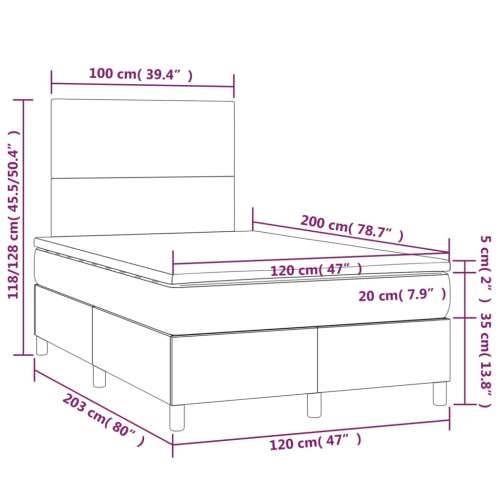 Krevet box spring s madracem LED crni 120 x 200 cm od tkanine - Crna 120 x 200 cm Gladak dizajn Cijena