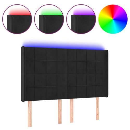 LED uzglavlje crno 147x16x118/128 cm baršunasto - Crna 147 x 16 x 118/128 cm 1 Cijena
