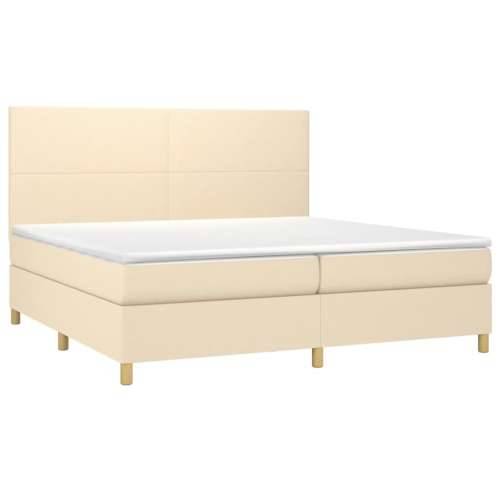Krevet box spring s madracem LED krem 200x200 cm od tkanine - Krema 200 x 200 cm Gladak dizajn Cijena