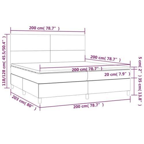 Krevet box spring s madracem LED krem 200x200 cm od tkanine - Krema 200 x 200 cm Gladak dizajn Cijena