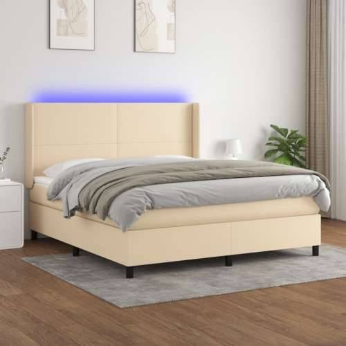 Krevet box spring s madracem LED krem 180x200 cm od tkanine - Krema 180 x 200 cm Gladak dizajn Cijena