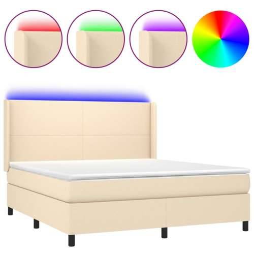 Krevet box spring s madracem LED krem 180x200 cm od tkanine - Krema 180 x 200 cm Gladak dizajn Cijena