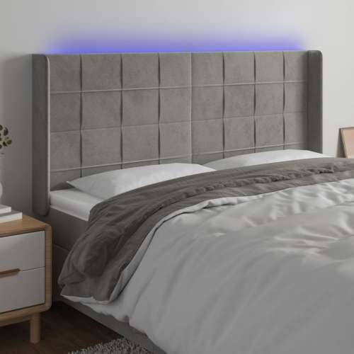 LED uzglavlje svjetlosivo 163 x 16 x 118/128 cm baršunasto - Svjetlosiva 163 x 16 x 118/128 cm 1 Cijena
