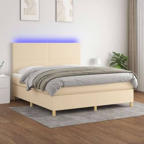 Krevet box spring s madracem LED krem 180x200 cm od tkanine - Krema 180 x 200 cm Gladak dizajn Cijena