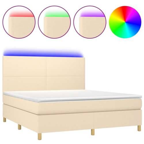 Krevet box spring s madracem LED krem 180x200 cm od tkanine - Krema 180 x 200 cm Gladak dizajn Cijena