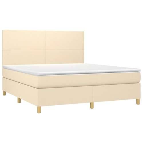 Krevet box spring s madracem LED krem 180x200 cm od tkanine - Krema 180 x 200 cm Gladak dizajn Cijena