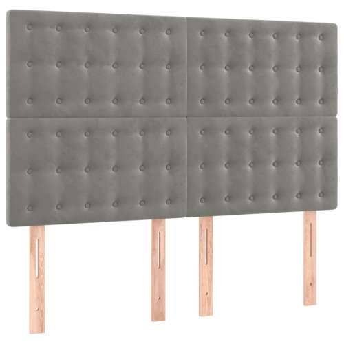 Krevet box spring s madracem LED svjetlosivi 140x190 cm baršun - Svjetlosiva 140 x 190 cm gumbi Cijena