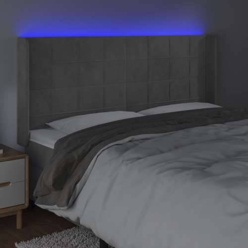 LED uzglavlje svjetlosivo 183 x 16 x 118/128 cm baršunasto - Svjetlosiva 183 x 16 x 118/128 cm 1 Cijena